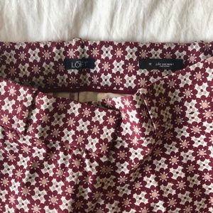 Loft Red Pattern Skinny Pant